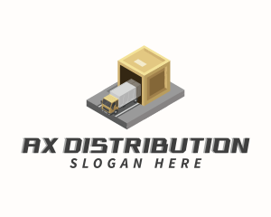 Truck Import Logistics Crate logo design