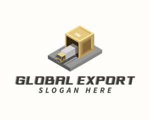 Truck Import Logistics Crate logo design