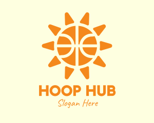 Orange Basketball Sun logo design