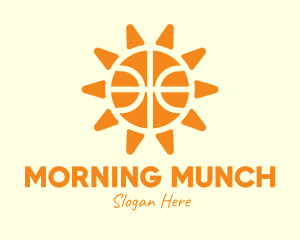 Orange Basketball Sun logo design