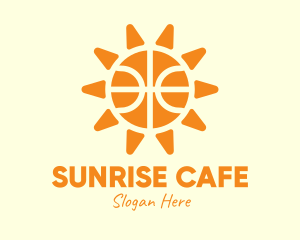 Orange Basketball Sun logo design