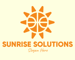 Orange Basketball Sun logo design