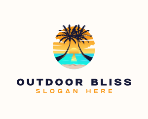 Beach Palm Tree Vacation logo design