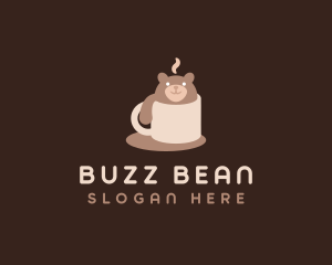 Cute Coffee Mug Bear logo design