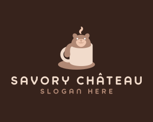 Cute Coffee Mug Bear logo design