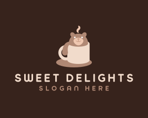 Cute Coffee Mug Bear logo design