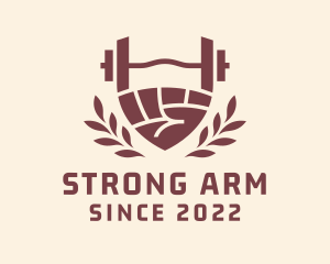 Strong Barbell Hand  logo design