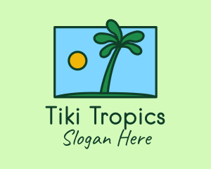 Tropical Island Coconut Tree logo design