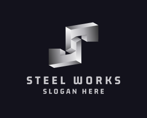 3D Steel Metallic Letter S logo