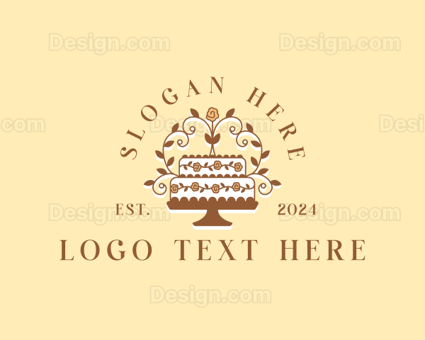 Floral Wedding Cake Logo