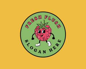 Retro Raspberry Fruit logo design