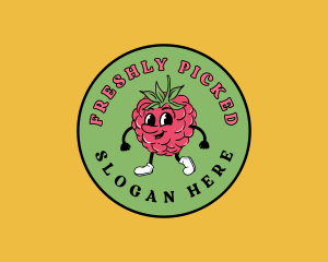 Retro Raspberry Fruit logo design