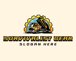 Gear Dump Truck Construction logo design