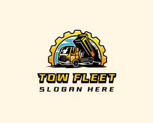 Gear Dump Truck Construction logo design