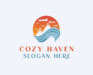 Wave Mountain Travel  logo design