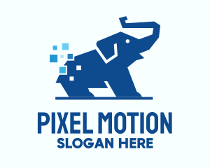 Blue Elephant Pixel logo design