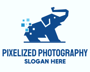 Blue Elephant Pixel logo design