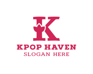 Pink K Flower logo design