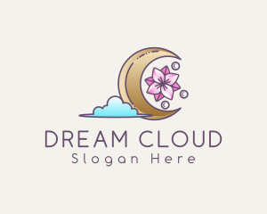 Moon Cloud Floral logo design