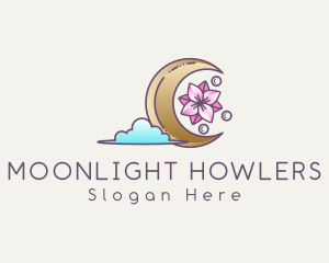 Moon Cloud Floral logo design