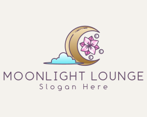 Moon Cloud Floral logo design