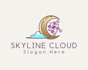 Moon Cloud Floral logo design