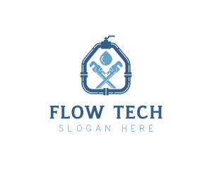 Pipe Wrench Plumbing logo design