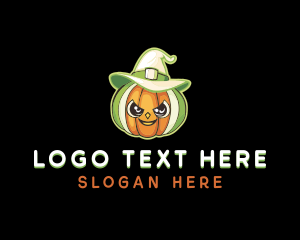 Pumpkin Witch Halloween Logo