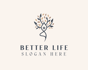 Eco Yoga Woman Tree logo design