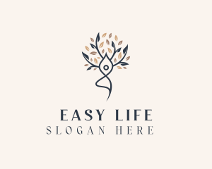 Eco Yoga Woman Tree logo design