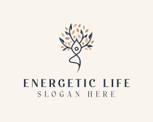 Eco Yoga Woman Tree logo design