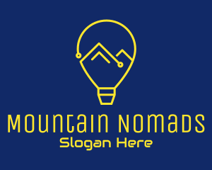 Mountain Circuit Lightbulb  logo design