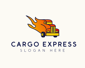 Flaming Freight Truck logo design