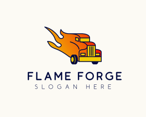 Flaming Freight Truck logo design