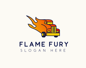 Flaming Freight Truck logo design