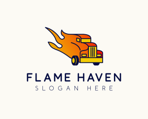 Flaming Freight Truck logo design