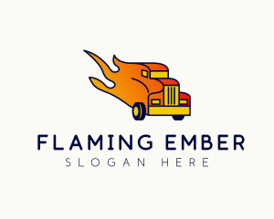 Flaming Freight Truck logo design