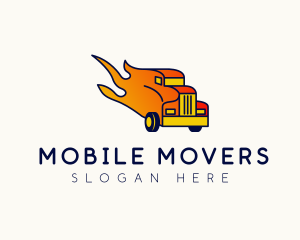 Flaming Freight Truck logo design