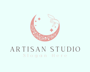 Starry Floral Moon logo design