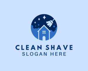 Cleaning Broom House Bubble logo design