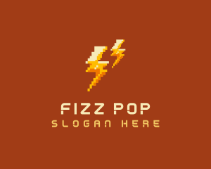 Pixel Lightning Bolts logo design