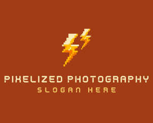 Pixel Lightning Bolts logo design