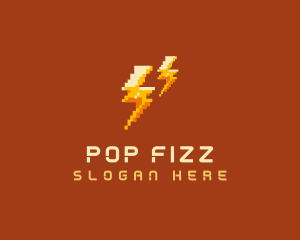 Pixel Lightning Bolts logo design