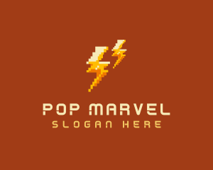 Pixel Lightning Bolts logo design