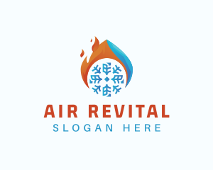 Flaming Snow Air Conditioner logo design