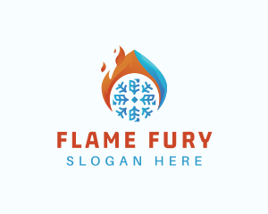 Flaming Snow Air Conditioner logo design