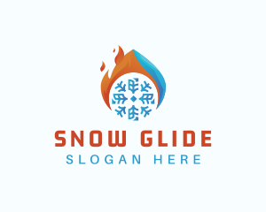 Flaming Snow Air Conditioner logo design