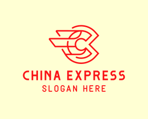 Red Express Letter C logo design