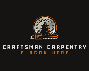 Chainsaw Lumberjack Carpentry logo design