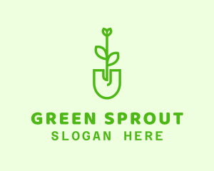 Gardening Shovel Sprout logo design